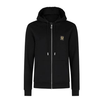 Belstaff Zip-throughs, male, Black, Size: L Black Logo Zip Hoodie