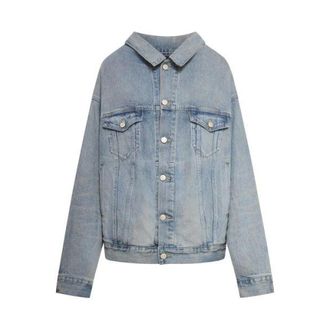Balenciaga Denim Jackets, female, Blue, Size: XS Off Shoulder Denim Jacket