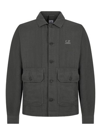 C.P. Company C. P. Company Gray Linen And Cotton Broken Twill Overshirt