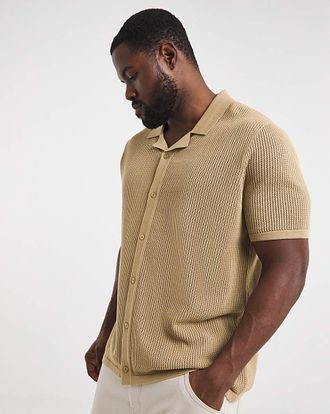 Jacamo Knitted Revere Collar Shirt