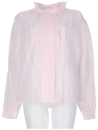 Isabel Marant Leota Ruffled Lace Trim Cotton Blouse