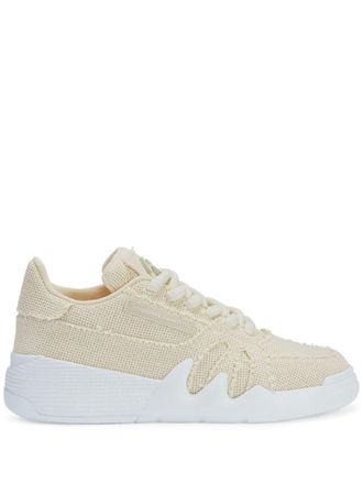 Giuseppe Zanotti Talon frayed-edge lace-up low-top sneakers - Neutrals
