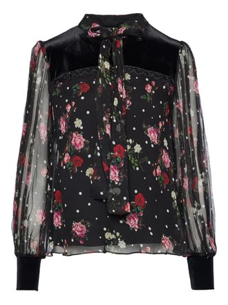 Nissa floral polka-dot top - Zwart