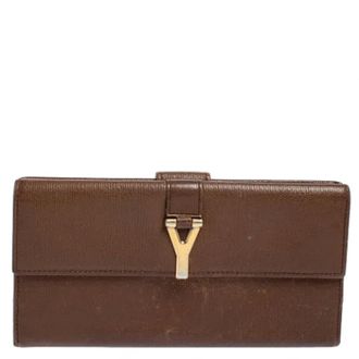 Saint Laurent Pre-owned Wallets, female, Brown, Size: ONE SIZE Pre-owned Leather wallets