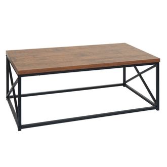 Hhg Nunca Usado] Mesa De Centro Hhg 125, Mesa De Sal&oacute;n Mesa Auxiliar Mesa De Sof&aacute;, Estructura Met&aacute;lica 3d 44x110x60cm, Aspecto Roble Salvaje