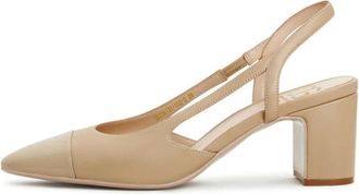 Cesare Gaspari Slingback Blokhak Pumps Jasmine - Dames - Pumps - Beige - 38 EU - Leer - Schoenen