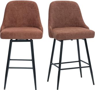 Miliboo Taburetes De Bar Giratorios 360&deg; En Tejido Chenilla Tierra Quemada Y Metal H66 Cm (juego De 2) Hasta