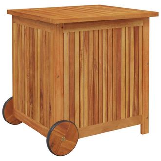 Berkfield Home Garden Storage Box with Wheels 60x50x58 cm Solid Wood Acacia in Brown | Size: 60 x 50 x 58 cm