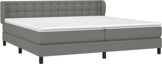 vidaXL Vidaxl - Cama Box Spring Con Colch&oacute;n Tela Gris Oscuro 200x200 Cm