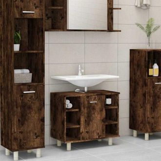 vidaXL Armadietto Bagno Rovere Fumo 60x32x53,5 cm in Legno Multistrato vidaXL