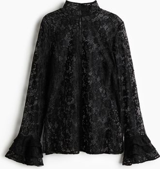 H&M Spitzenbluse - Schwarz