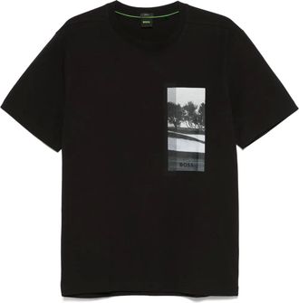 BOSS graphic-print T-shirt - men - Elastane/Cotton - M - Black