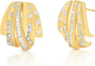 Sara Weinstock Papua Diamond Crossover Earrings in Yellow Gold at Nordstrom