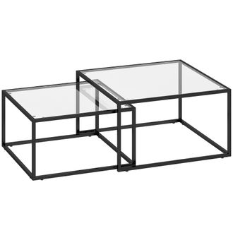HOMCOM Mesas nido 75x75x42 cm negro