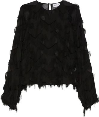 Marella Georgette Fringe Blouse - Dames - Jurken - Zwart - Maat: L Zijde