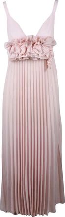 P.A.R.O.S.H. Pliss&eacute; Lange Jurk - Dames - Avondkleed - Roze - XS - Polyester - Kleedjes