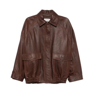 R&oacute;he Grain Leather Aviator Jacket - Dames - Jassen - Bruin - Maat: S Leer