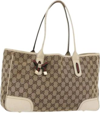 Gucci Pre-owned Tote Bags, female, Beige, Size: ONE SIZE Pre-owned Vintage GG Canvas Tote Bag