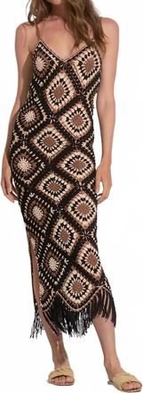 Elan Multi Color Crochet Maxi Dress In Black