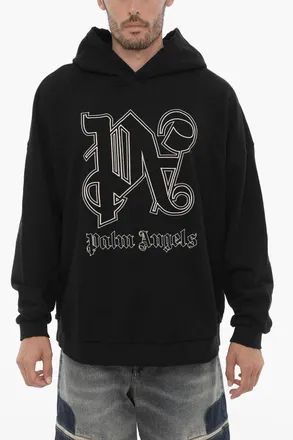 Palm Angels Brushed Cotton Hoodie with Embroidered Logo Palm Angels