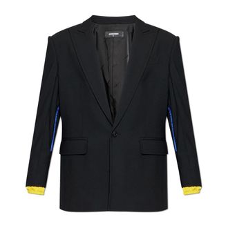 Dsquared2 Blazers, male, Black, Size: 2XL Wool Blazer with a Single Vent