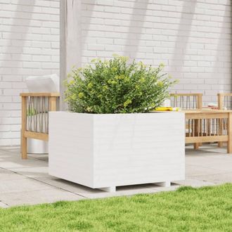 Berkfield Home Decorative Garden Planter White 70x70x49.5 cm Solid Wood Pine