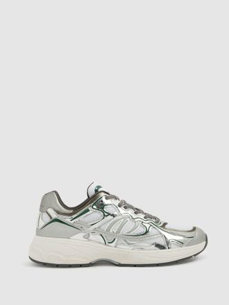 Reiss Volt Trainers Colourblock, Silver & green Size: E41