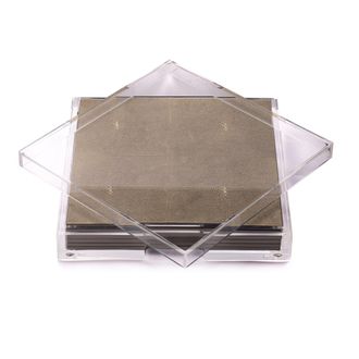Posh Trading Company Placebox Clear - Faux Shagreen Natural in Beige | Size: 6 Pack