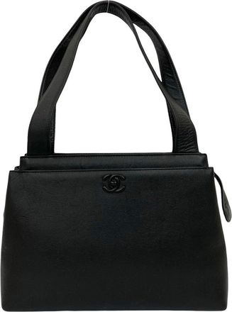 Chanel Black Grained Calfskin Handbag Shoulder Bag Tote Bag (Pre-Owned)