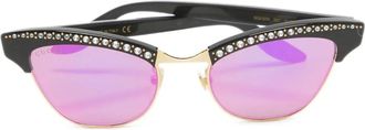 Gucci Zonnebril met cat-eye montuur en kristallen - Zwart