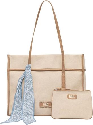 DKNY Dallas Tote - Dames - Shoppers - Beige - ONE Size - Katoen - Tassen