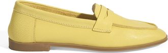 Desa Womens Leather Slip-Ons - Flat Heel, No Closure | Yellow - 37