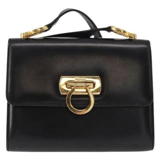 Ferragamo Pre-owned Gancini Schoudertas - Dames - Pre-owned - Zwart - Maat: ONE Size Leer