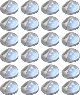 vidaXL Vidaxl - L&aacute;mparas Solares Led De Pared Exterior Redonda 24 Uds Plateadas