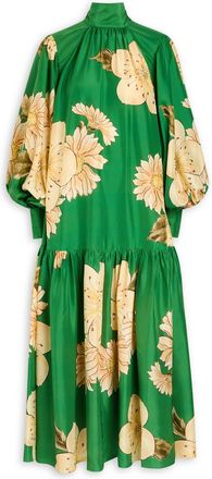 Alemais Alemais Sage Floral-print Silk Gown - Green - S (UK8-10 / S)