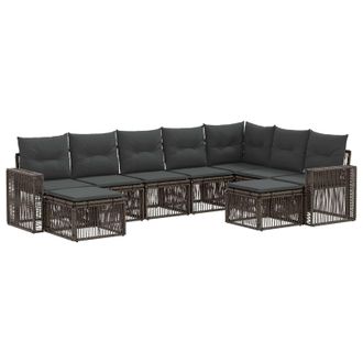 vidaXL Conjunto De Sof&aacute;s De Jard&iacute;n 9 Pcs Gris Y Gris Oscuro Vidaxl