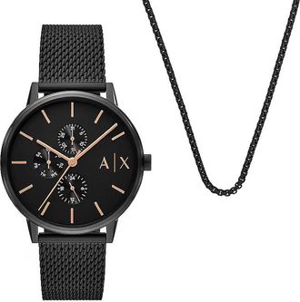 A|X Armani Exchange Chronograph Quartz Black Dial Mens Watch Set AX7162SET