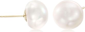 Ross-Simons 14-15mm Cultured Pearl Stud Earrings in 14kt Yellow Gold
