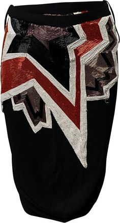 Tom Ford Pop Art Bead Embellished Midi Skirt in Black Polyamide