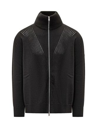 Jil Sander Black Cardigan In Technical Knit Jil Sander