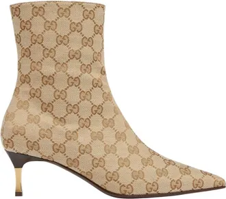 Gucci Bombshell Sand GG Canvas Booties, Brand Size 39.5 ( US Size 9.5 )
