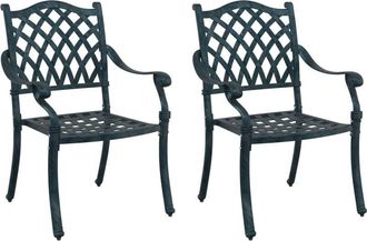 vidaXL Garden Chair 2 pcs Green 55 x 56.5 x 91cm Aluminium Vidaxl