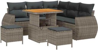 vidaXL Conjunto De Sof&aacute; De Jard&iacute;n 8 Pcs Gris Rat&aacute;n Sint&eacute;tico Vidaxl