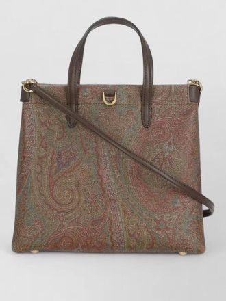 Etro paisley pattern cotton tote bag shoulder strap