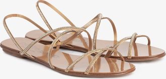 Pedro Garcia Criss-cross sandal with Swarovski crystals in gold satin | Esme | Essentials collection | PEDRO GARCIA