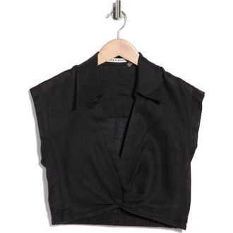 Alice & Olivia Mila Deep-V Twist Top in Black at Nordstrom Rack, Size 14