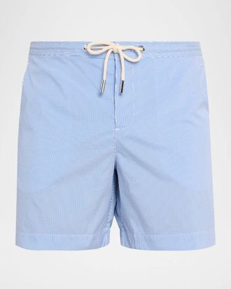 Orlebar Brown Men & apos;s Bulldog Mid-Length Seersucker Stripe Swim Shorts