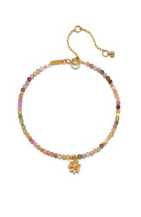 Satya Jewelry Bloom On Your Path Pink Tourmaline Lotus Bracelet at Nordstrom