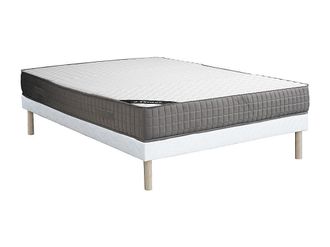Vente-Unique Conjunto de somier tapizado de 140 x 190 cm + colch&oacute;n de espuma con acolchado de memoria de forma 11 zonas esp.22cm - DANEVO de YSM&Eacute;E
