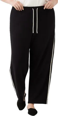 Karen Kane Edge Stitch Wide Leg Sweatpants in Black at Nordstrom, Size 3X